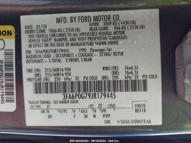Automatic Transmission 2.5L Fits 17-20 FUSION 1104941