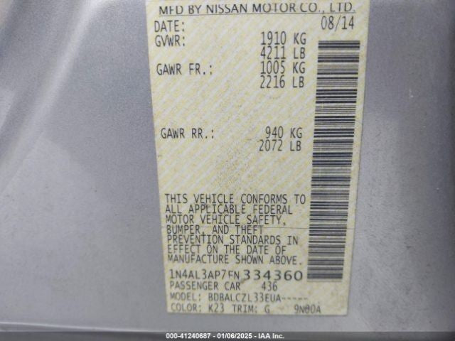 Passenger Door Handle Exterior Assembly Sedan Chrome Fits 13-18 ALTIMA 1105155