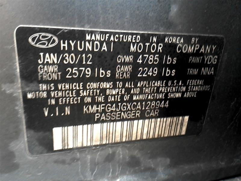 Passenger Right Tail Light Quarter Panel Mounted Fits 12-17 AZERA 474415