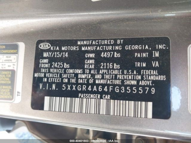 Passenger Sun Visor Korea Built VIN K 1st Digit Hybrid Fits 11-16 OPTIMA 1084222