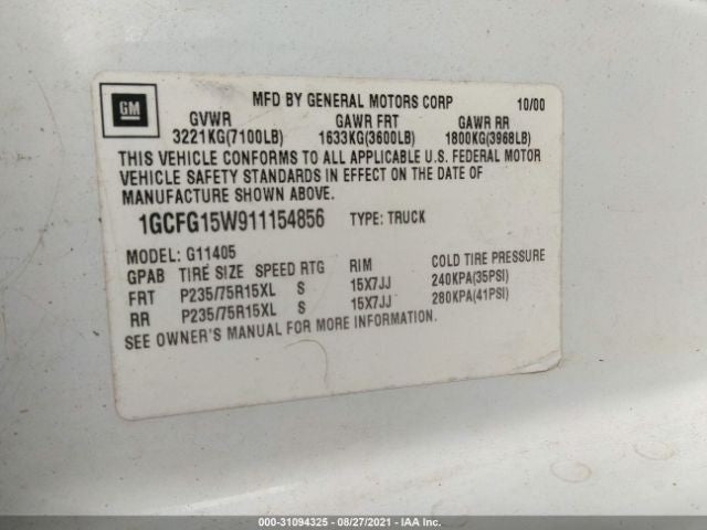 Alternator 105 Amp Fits 01-02 EXPRESS 1500 VAN 614933