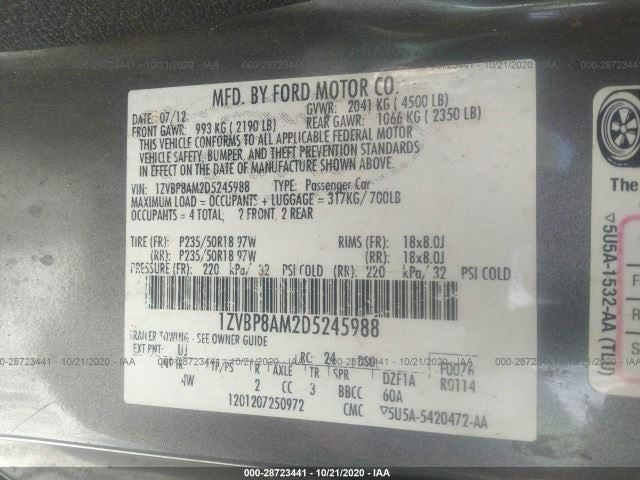 Automatic Transmission 6 Speed 3.7L ID BR3P-7000-AB Fits 11-14 MUSTANG 553210