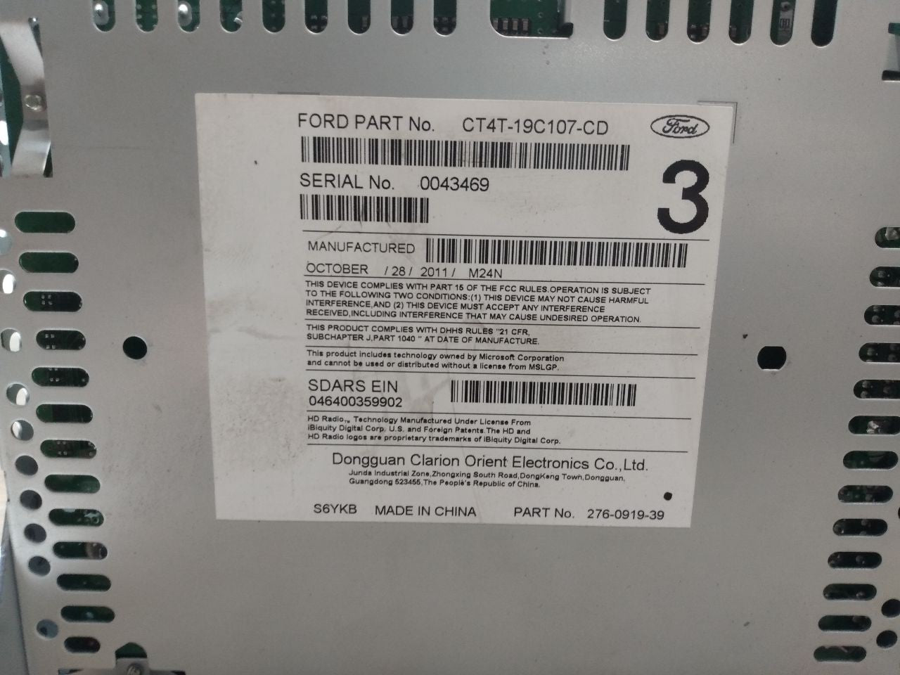 Audio Equipment Radio Receiver AM-FM-CD-MP3 Single Disc Fits 12 EDGE 1131044