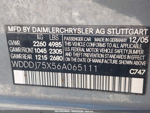 Driver Grille 219 Type CLS550 Lower Base Fits 06-08 MERCEDES CLS-CLASS 1073120