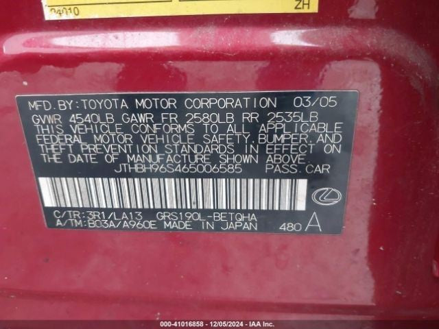 Passenger Right Axle Shaft Rear Axle RWD Fits 06 LEXUS GS300 1101924