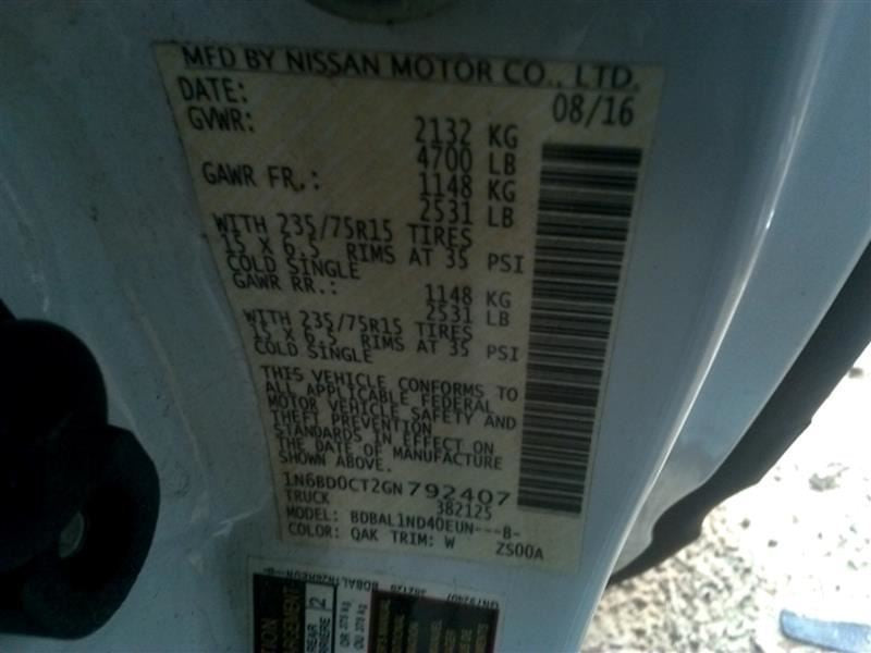 Automatic Transmission 4 Cylinder Fits 14-16 FRONTIER 340128