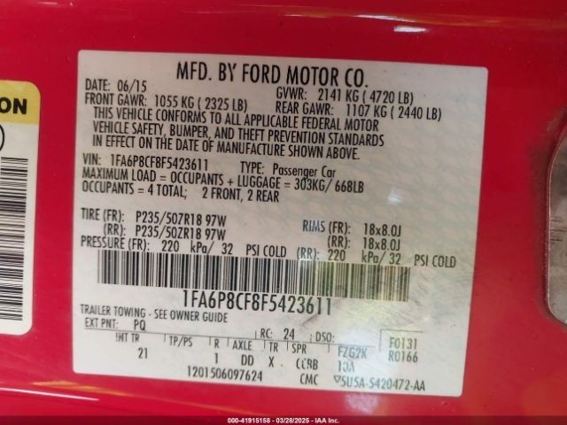 Alternator 175 Amp Fits 15 MUSTANG 1121572
