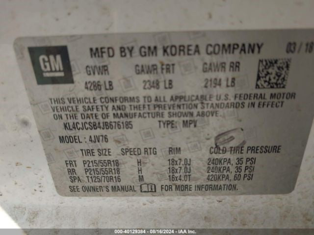 Driver Left Sun Visor Fits 13-19 ENCORE 1073420