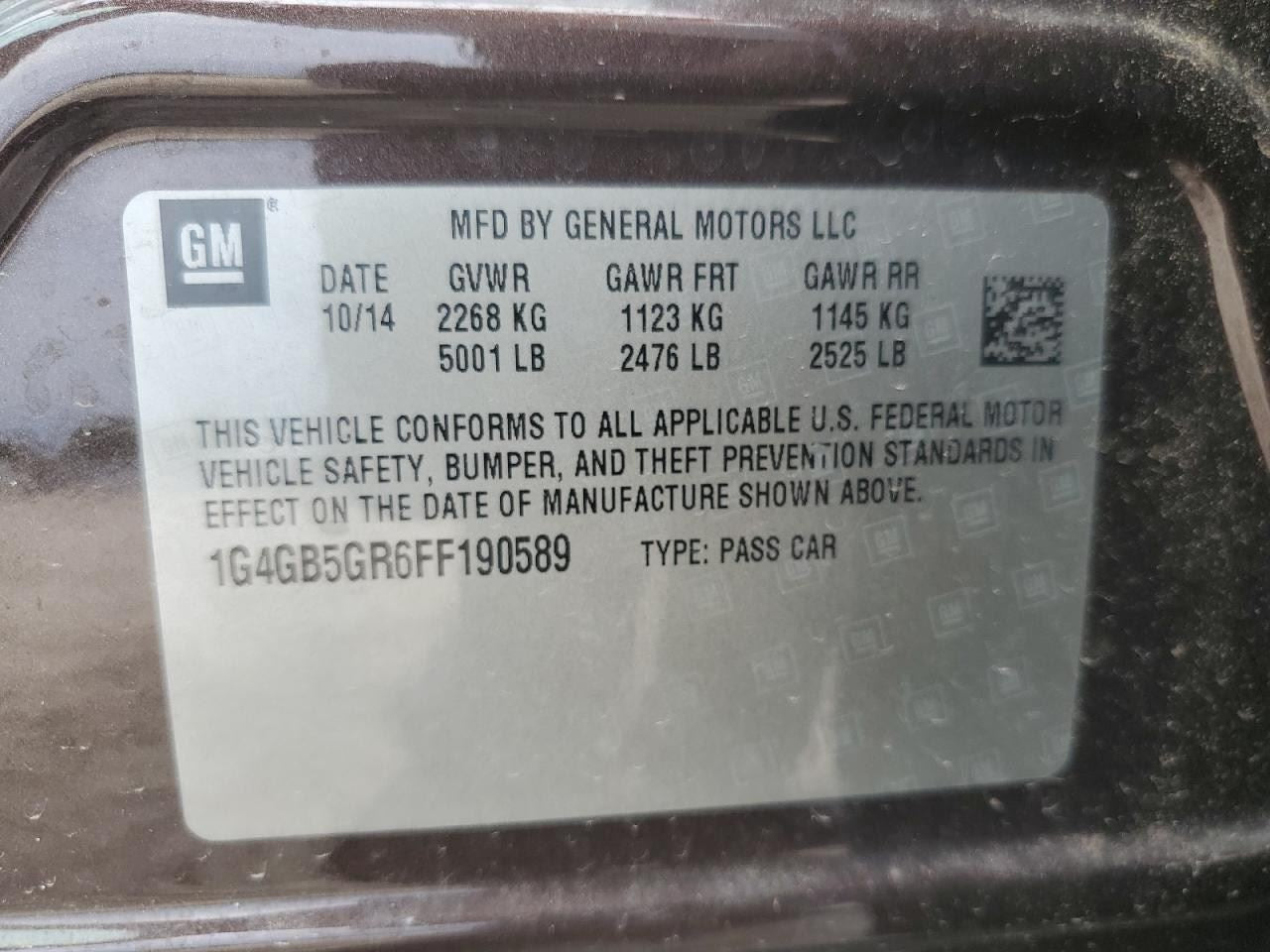 Driver Left Rear Side Door Fits 10-16 LACROSSE 1130606