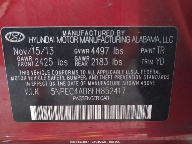 Passenger Sun Visor Illuminated Glass Roof VIN B Fits 12-14 SONATA 1118320