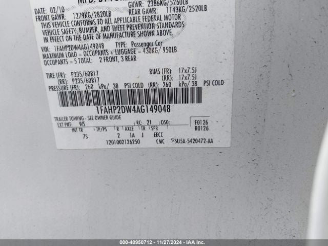 Power Brake Booster Thru 11/07/10 Fits 10-11 FLEX 1095096