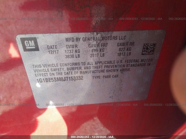 Speedometer MPH US Market 1 Color Graphic Display Fits 17-18 CRUZE 634400