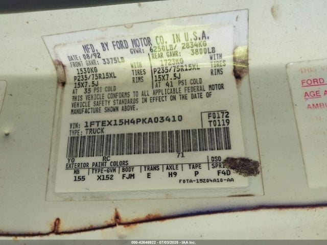 Passenger Corner/Park Light Side Marker Fits 92-97 FORD F250 PICKUP 1136227