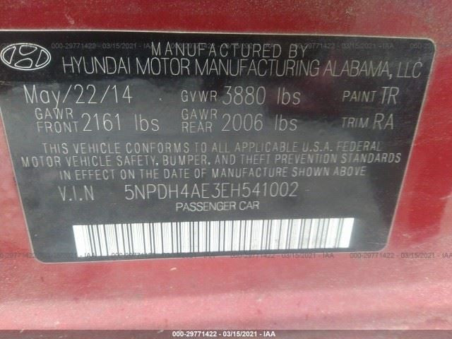 Driver Tail Light Sedan Lid Mounted US Built Fits 14-16 ELANTRA 604187