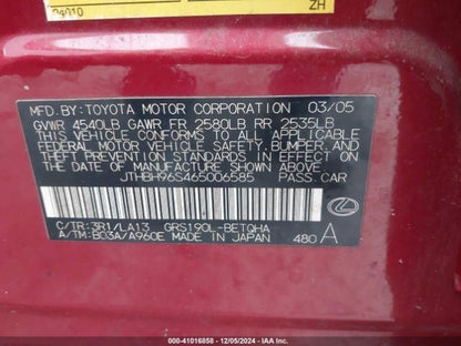 Passenger Right Axle Shaft Rear Axle RWD Fits 06 LEXUS GS300 1101924