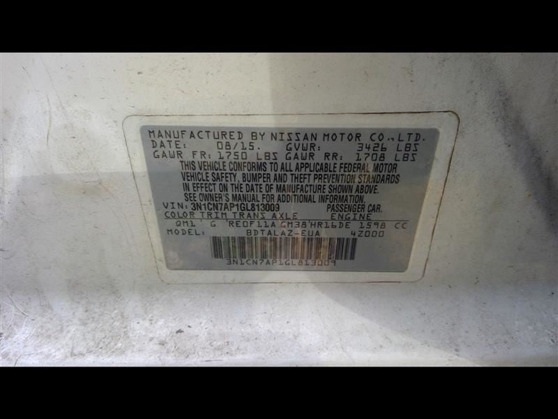 Passenger Tail Light Quarter Panel Mounted Sedan Fits 12-19 VERSA 704039
