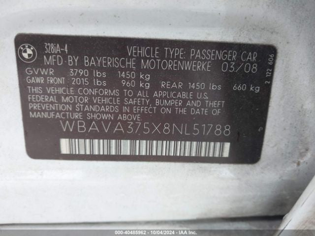Seat Belt Front Bucket Passenger Retractor Fits 06-11 BMW 323i 1081525