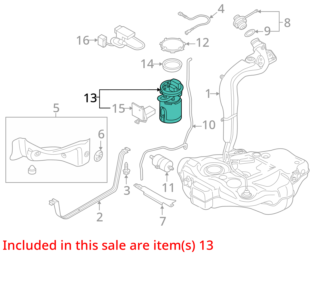 Fuel Pump Assembly In Tank 1.4L VIN B 5th Digit Fits 08-18 JETTA 1060536